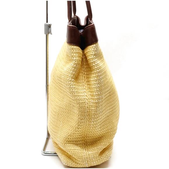 Chanel Brown and Yellow Raffia and Leather CC Tote - Picture 3 of 9